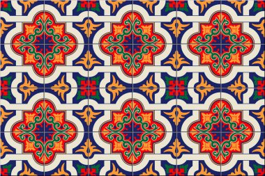 Muhteşem, pürüzsüz desenli beyaz Fas, Portekiz fayansları, Azulejo, süsler. Duvar kağıdı, şablon dolguları, web sayfası arka planı, yüzey dokuları için kullanılabilir. Vektör