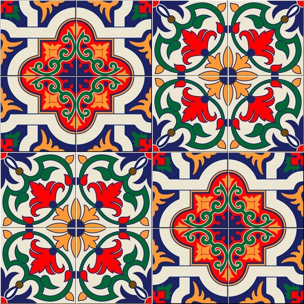 Magnífico patrón sin costura blanco colorido marroquí, azulejos portugueses, Azulejo, adornos. Se puede utilizar para el papel pintado, relleno de patrones, fondo de página web, texturas superficiales. Vector — Archivo Imágenes Vectoriales