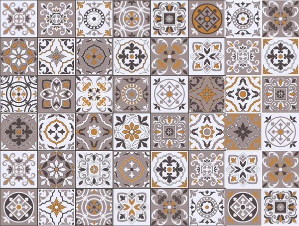 Prachtige naadloze patroon in een modieus kleurenpalet Marokkaanse, Portugese tegels, Azulejo, ornamenten. Kan worden gebruikt voor behang, patroon vullingen, web pagina achtergrond, oppervlakte texturen. Vector — Stockvector
