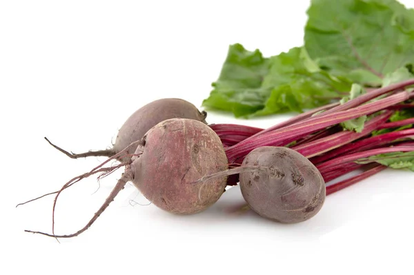 Group of chard with three beetroots on white background — Stock Photo, Image
