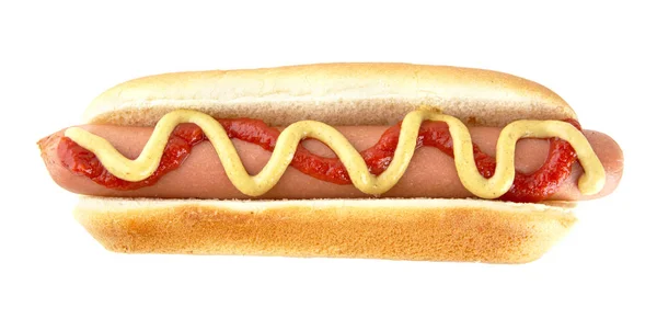 Hot dog izolované ptačí oko na bílém Stock Fotografie