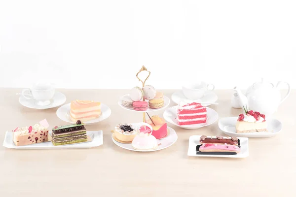 Beautiful Cake Dessert Wooden Table Pastel Color Soft Focus — Stock Photo, Image