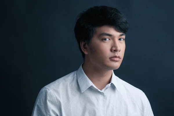 Studio Portrait Asian Man Black Background — Stock Photo, Image