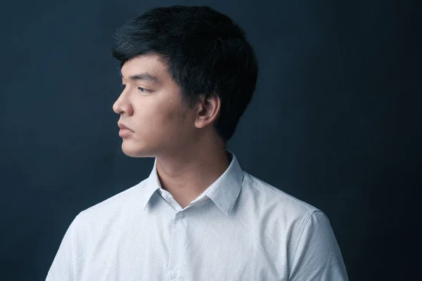 Studio Portrait Asian Man Black Background — Stock Photo, Image