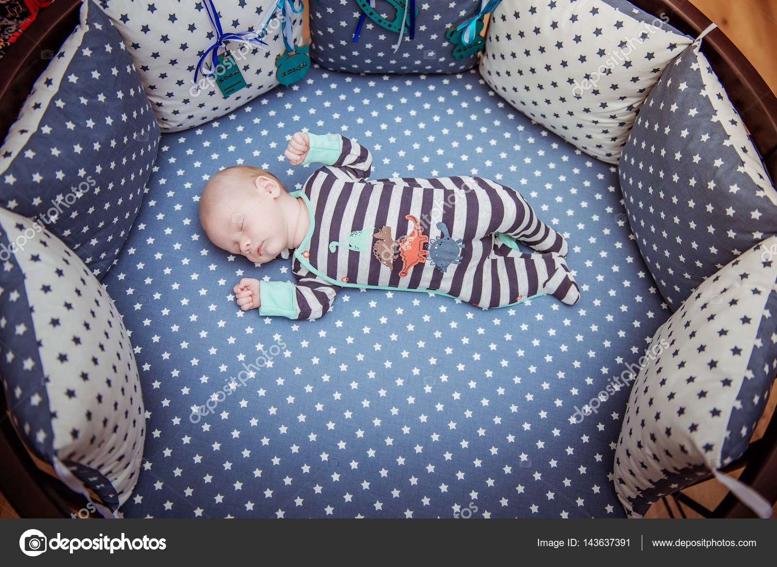 Newborn Sleeping Baby In Crib Stock Photo C Nata Lunatad 143637391