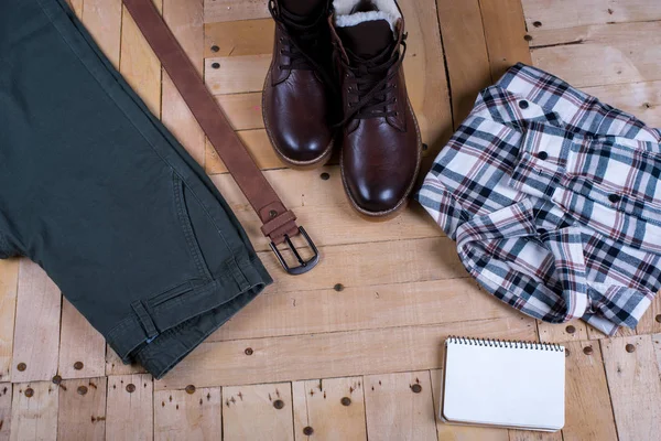 Ropa Invierno Elegante Los Hombres Libreta Blanca Blanco Moda Invierno — Foto de Stock