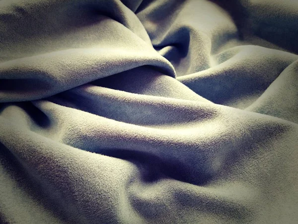 Vorhang Auf Schöne Graublaue Farbe Weicher Samt Mit Samt Gardinenmaterial — Stockfoto