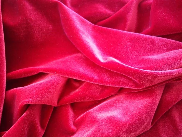 Verfrommeld Fluweel Zware Stof Van Rijke Rode Kleur Met Een — Stockfoto