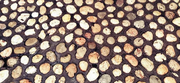 Mooie Natuurlijke Ronde Stenen Van Zachte Warme Bruine Kleuren Textuur — Stockfoto