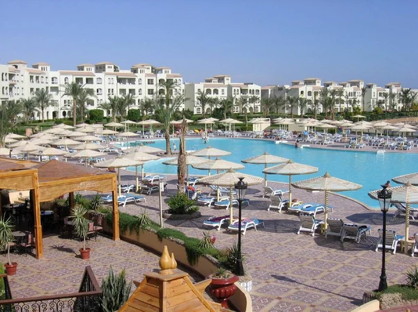 Hurghada Egypt March 2020 Beautiful General View Hotels Hurghada Pool — Stock Photo, Image
