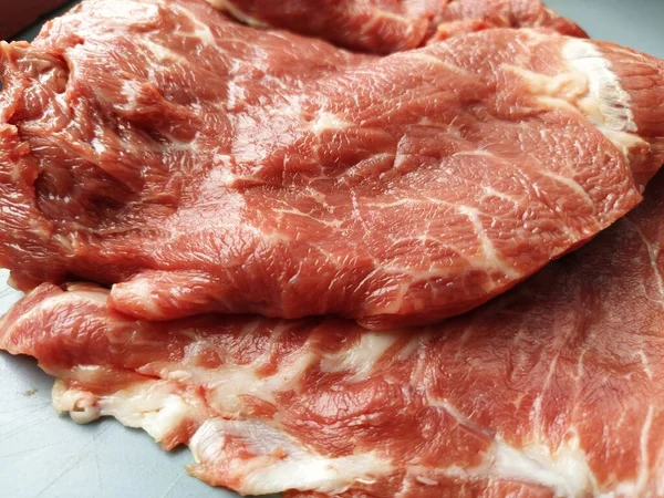 Frisches Rindfleisch Nahaufnahme Essen Vor Der Wärmebehandlung — Stockfoto