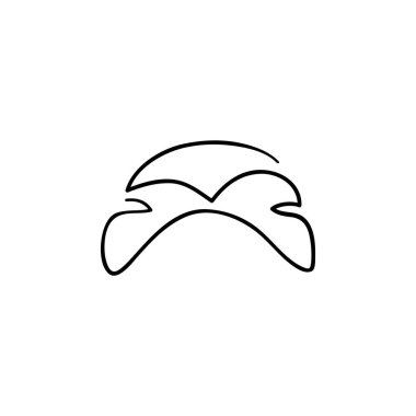 Kruvasan, simit. Siyah logo bir çizgi halinde. Stok el çizimi vektör illüstrasyonu beyaz arkaplanda izole edilmiş siyah