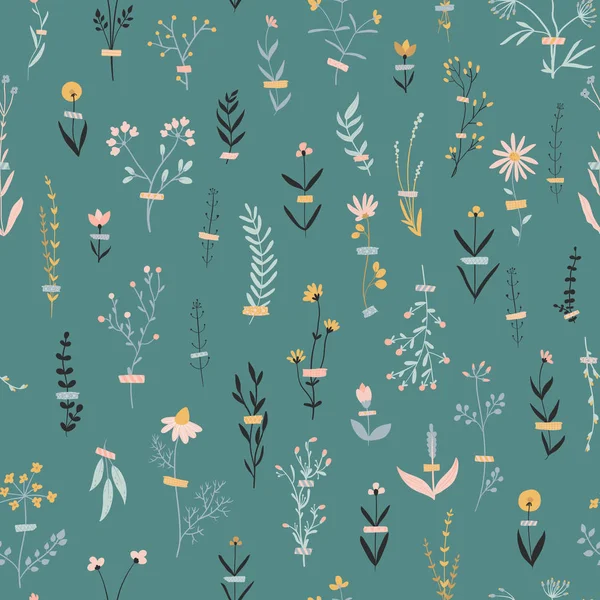 Fondo Floral Patrón Con Flores Ilustración Vectorial — Vector de stock