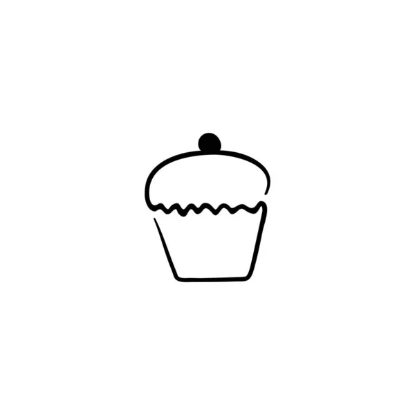 Dortík Muffin Černé Logo Jedné Řádce Stock Ručně Kreslený Vektor — Stockový vektor