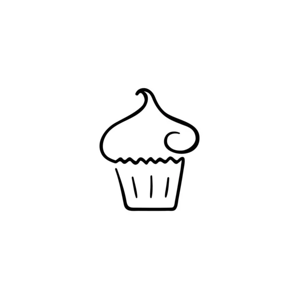 Dortík Muffin Černé Logo Jedné Řádce Stock Ručně Kreslený Vektor — Stockový vektor