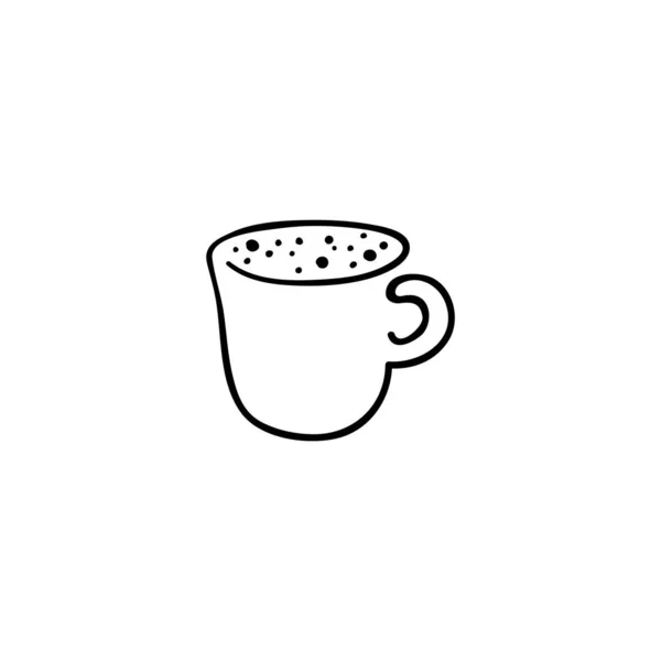 Cup Tea Black Logo One Line Stock Hand Drawn Vector — Stock Vector