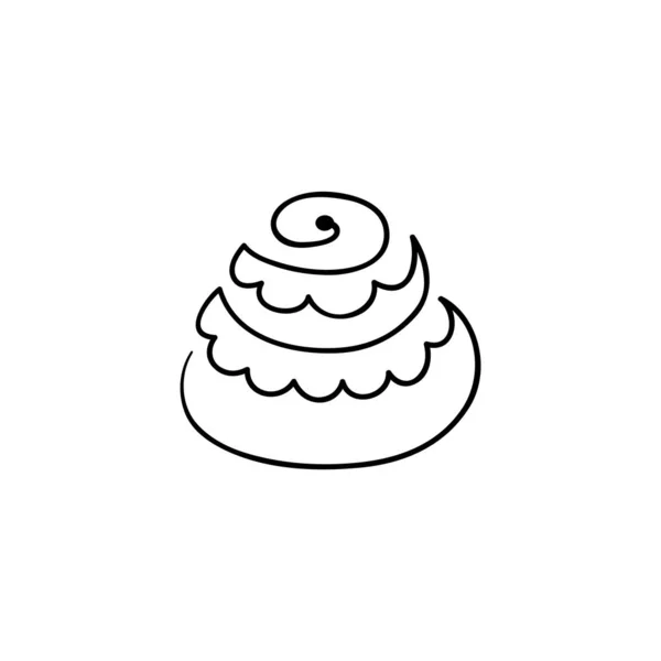 Holiday Cake Black Logo One Line Stock Hand Drawn Vector — 스톡 벡터