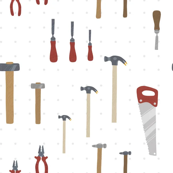 Cartoon tools background - seamless vector texture with hardware, woodworking tools — 스톡 벡터