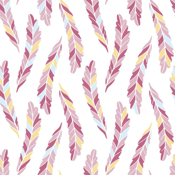 Renkli yapraklı, çiçeksiz desen. Basit İskandinav tarzında elle çizilmiş bir resim. Sınırlı pastel renkte minimalizm. Kumaş, tekstil, ambalaj, duvar kağıdı üzerine baskı yapmak için ideal