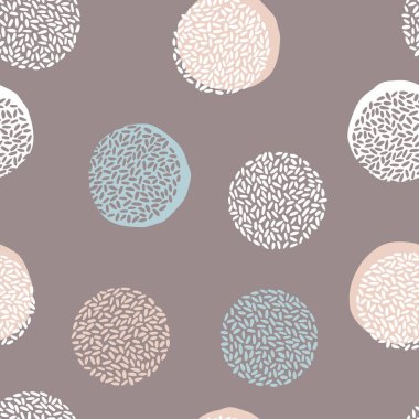 Abstract geometric vector seamless pattern. Concept design with round shapes. Minimalist Scandinavian modern stylish individual design elements in pastel palette