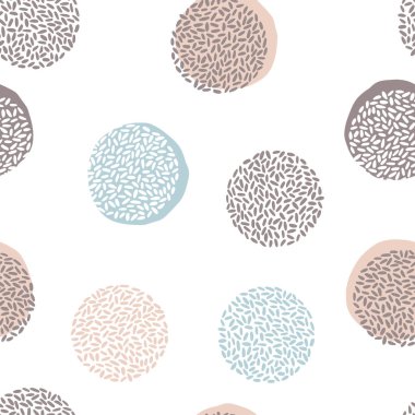 Abstract geometric vector seamless pattern. Concept design with round shapes. Minimalist Scandinavian modern stylish individual design elements in pastel palette
