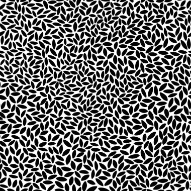 Modern soyut el, İskandinav siyah beyaz dokusunu çizdi. Tekrar eden oval elementlerden yapılmış geometrik fayanslar pirinç ya da yaprağı andırıyor. Tekstil, kumaş ve dijital kağıt için ideal vektör.