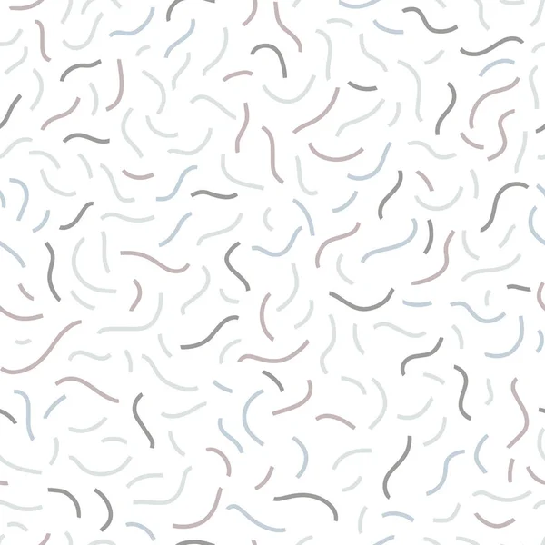 孟菲斯抽象无缝图案 条纹柔软的缎带手绘在白色背景上的彩绘色 时尚80 90年代 纺织品 数码纸的矢量理想 — 图库矢量图片