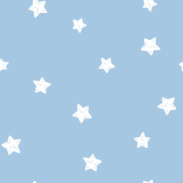 Ciel Étoilé Motif Sans Couture Étoiles Blanches Sur Fond Bleu — Image vectorielle