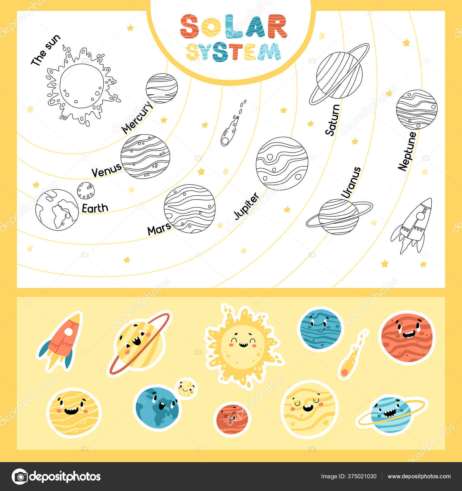 Sistema Solar Jogo Educativo Infantil Com Adesivos Sol Nove