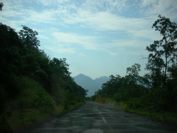 Caminho Seguir Durante Noite — Fotografia de Stock