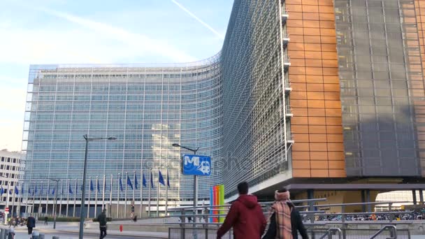 Budynek Komisji Europejskiej Brukseli Belgia — Wideo stockowe