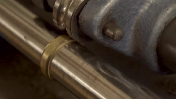 Goldsmith Sizes Golden Ring Using Size Machine Close — Stock Video
