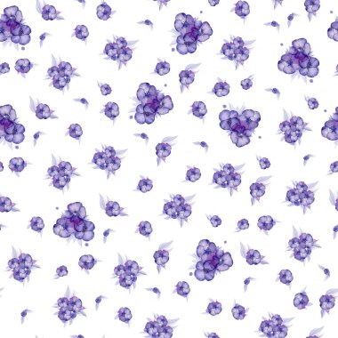 Beyaz arka planda kusursuz suluboya çiçek deseni. mor f