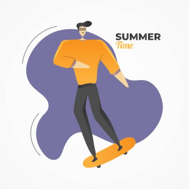 Yaz Saati 'nde Kaykay Süren Adamlar