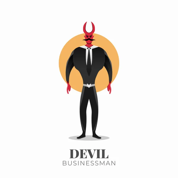 ホーンと悪魔のビジネスマンのキャラクター 半牛営業マン — ストックベクタ