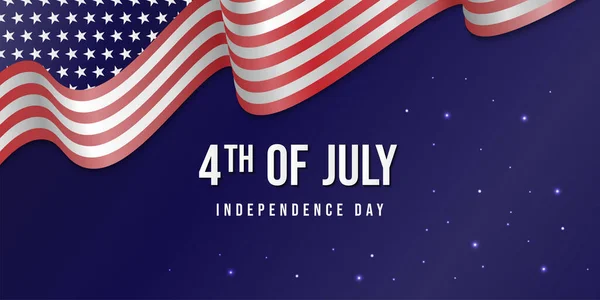Juli Unabhängigkeitstag Mit Realistischer Flagge — Stockvektor
