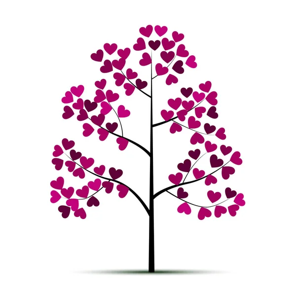 Kalpli romantik sevgililer günü ağacı . — Stok Vektör