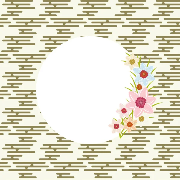 The japanese style background with colorful flowers in center. — Stock Vector