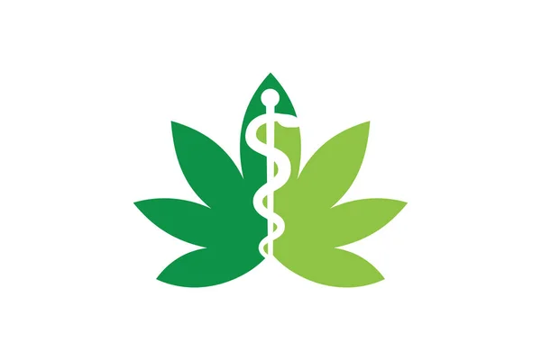 Hoja Marihuana Cannabis Medicinal Icono Del Logotipo Hoja Cannabis Marihuana — Vector de stock