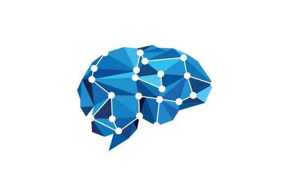 Connected Dot Line Brain Logo Template Denkidee Concept Brein Logotype — Stockvector