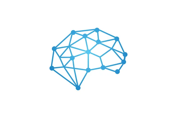 Connected Dot Line Brain Logo Template Denkidee Concept Brein Logotype — Stockvector