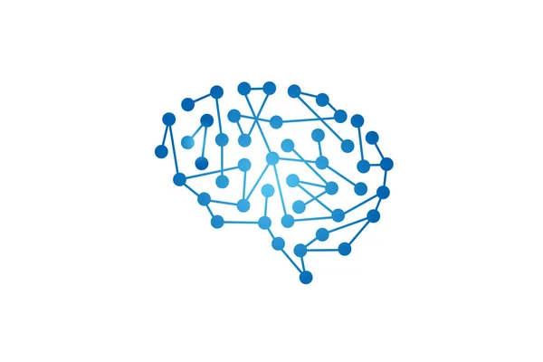 Szablon Logo Connected Dot Line Brain Pomyśl Pomyśle Ikona Logotyp — Wektor stockowy