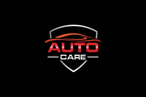 Auto Auto Logo Template Vector Pictogram Zilver Rode Kleuren Garage — Stockvector