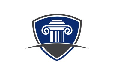 Bir hukuk firması için temel logo tasarımı, adalet hukuku logosu tasarım şablonu. Avukat Avukatlık Hukuk Firması Logo tasarım vektör şablonu, Sütun Hukuk Ofisi Logo Illution Design.