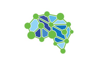 Beyin bağlantısı logosu tasarımı. Dijital beyin logosu şablonu, beyin logosu. Beyin ikonu. Beyin fırtınası ikonu. Logo fikirleri. Fikir kavramını düşün. Bir beyin için modern ve basit logo tasarımı