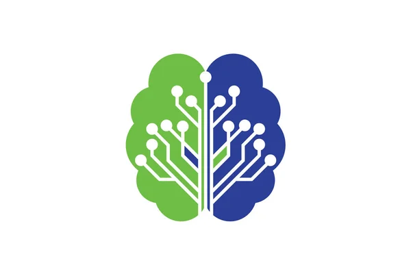 Diseño Del Logo Conexión Cerebral Plantilla Logotipo Del Cerebro Digital — Vector de stock