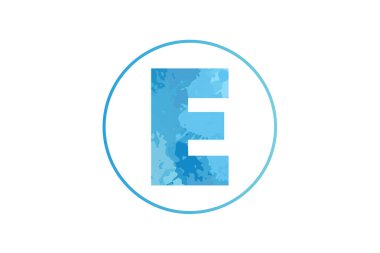 Beyaz arkaplanda bir çemberde suluboya alfabesi, Basit Sulu Renk Harfi Logosu Sembol Simgesi Simgesi Simgesi Simgesi, Suluboya veya kavgacı mavi harf