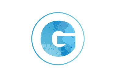 Beyaz arkaplanda bir çemberde suluboya alfabesi, Basit Sulu Renk Harfi Logosu Sembol Simgesi Simgesi Simgesi Simgesi, Suluboya veya kavgacı mavi harf