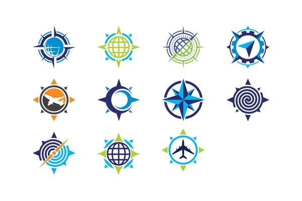 Kompas Logo Vector Ikoon Modern Navigatie Symbool Locatie Logo Design — Stockvector