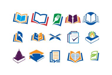 Yaratıcı Kitap Kavramsal Logo Tasarım Şablonu, Eğitim Logosu